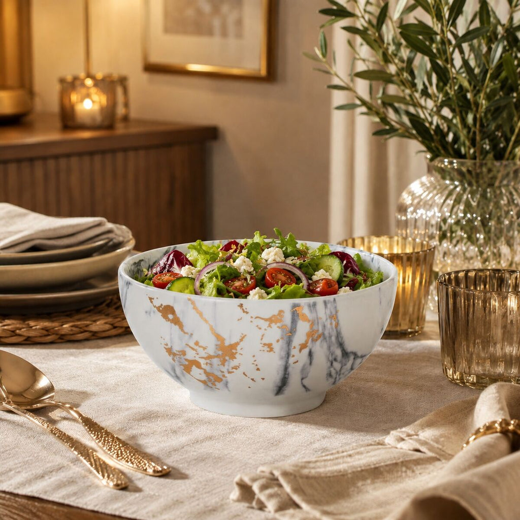 Orsina Marble Luxe Salad Bowl – Matte Finish Marbled Serveware