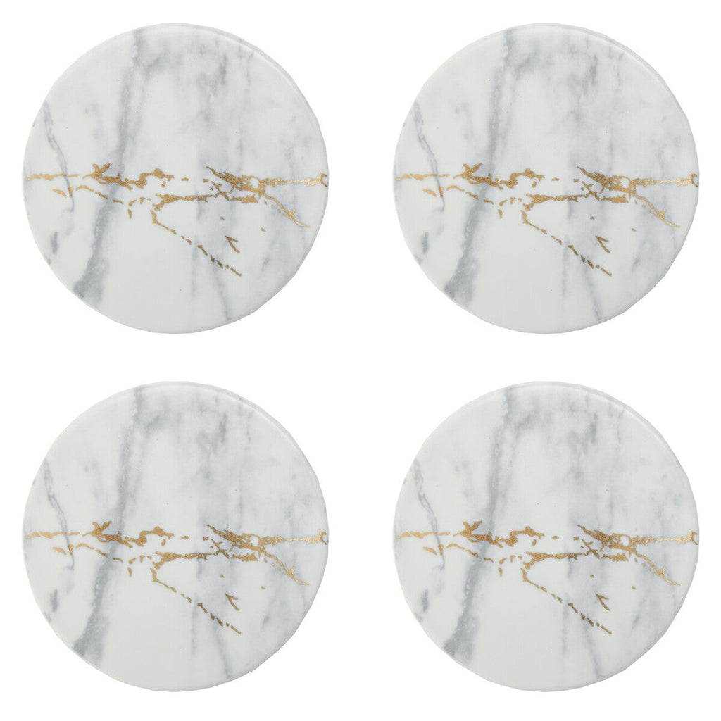 Orsina Marble Luxe Coasters – Set of 4 with Gold Accents and Matte Finish