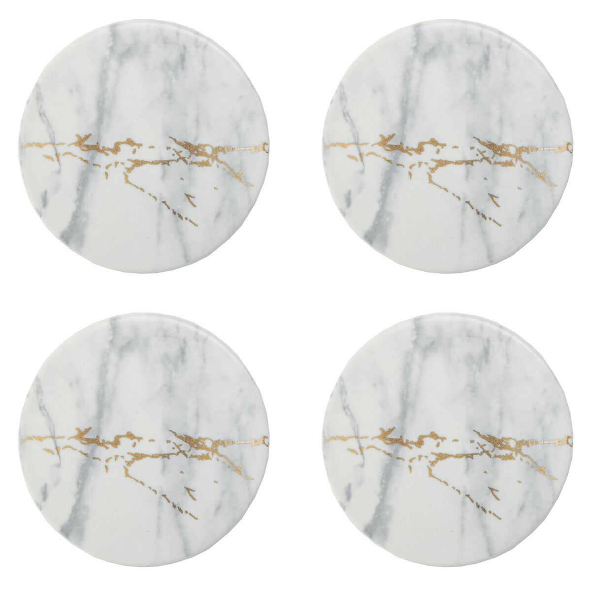 Orsina Marble Luxe Coasters – Set of 4 with Gold Accents and Matte Finish