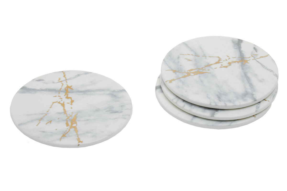 Orsina Marble Luxe Coasters – Set of 4 with Gold Accents and Matte Finish