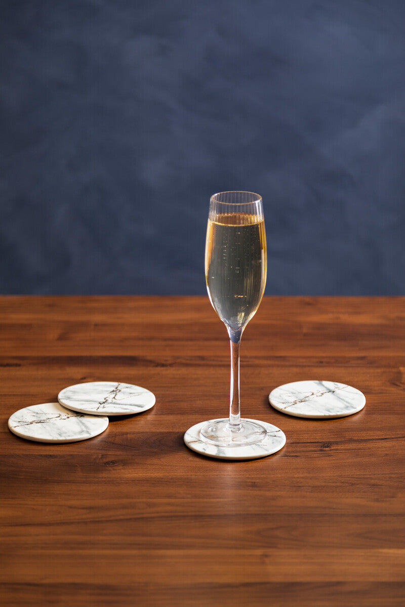 Orsina Marble Luxe Coasters – Set of 4 with Gold Accents and Matte Finish