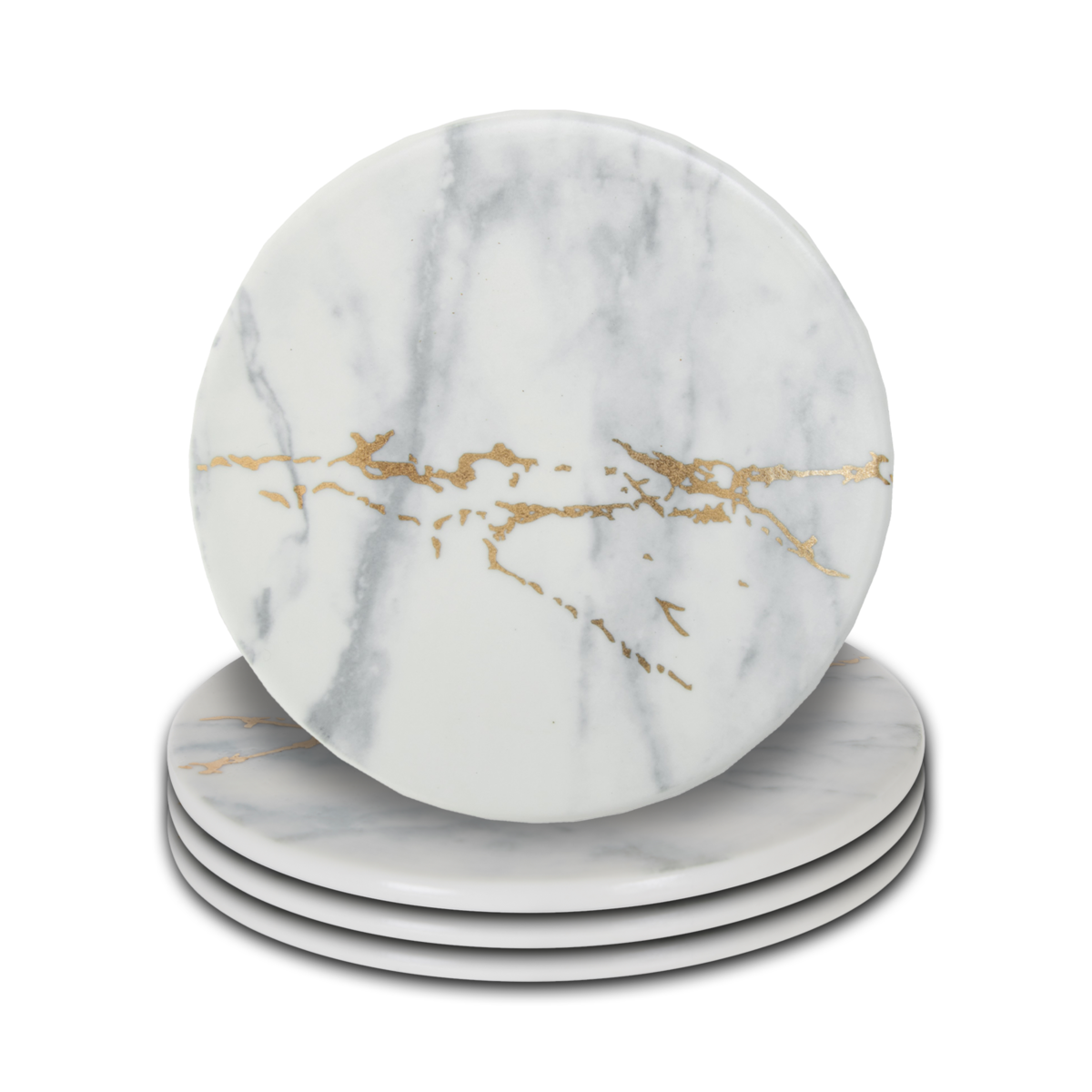 Orsina Marble Luxe Coasters – Set of 4 with Gold Accents and Matte Finish