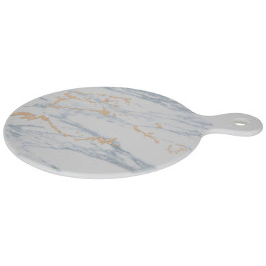 Orsina Marble Luxe Cheese Paddle – Matte White Serving Board with Gold