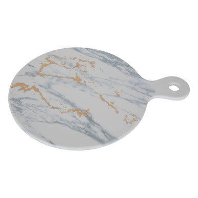 Orsina Marble Luxe Cheese Paddle – Matte White Serving Board with Gold
