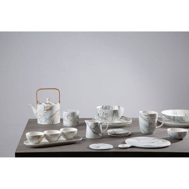 Orsina Marble Luxe Dip Bowls with Tray Set – 3 Piece Matte Serving Set