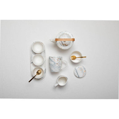 Orsina Marble Luxe Dip Bowls with Tray Set – 3 Piece Matte Serving Set