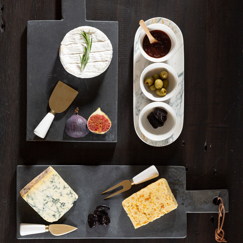 Orsina Marble Luxe Dip Bowls with Tray Set – 3 Piece Matte Serving Set