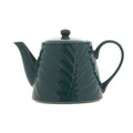 Orsina Bali Dark Green Porcelain Teapot – Embossed Palm Leaf Design