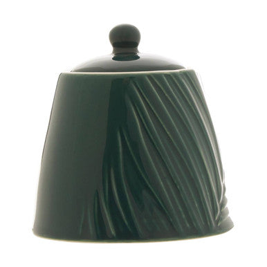 Orsina Bali Dark Green Sugar Pot – Ceramic Tropical Leaf Design with Lid