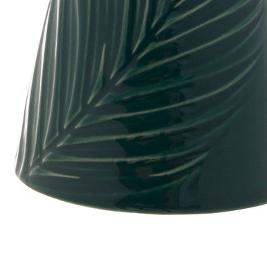 Orsina Bali Dark Green Sugar Pot – Ceramic Tropical Leaf Design with Lid