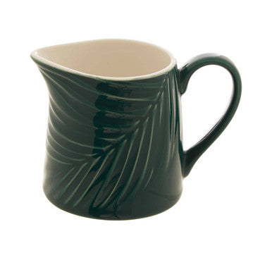 Orsina Bali Milk Jug – Green Porcelain Creamer with Palm Leaf Motif