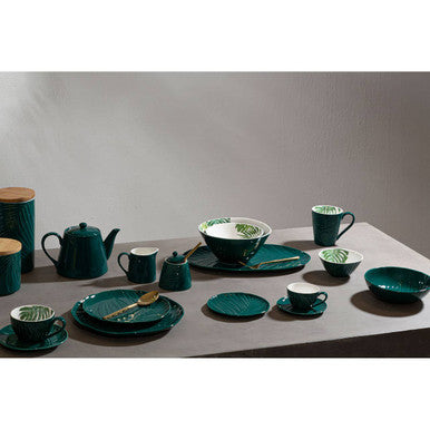 Orsina Bali Milk Jug – Green Porcelain Creamer with Palm Leaf Motif