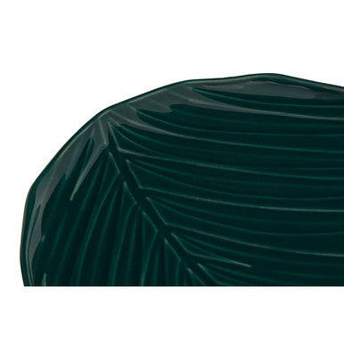Orsina Bali Canape Plate – Dark Green Porcelain Tropical Leaf Design