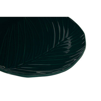 Orsina Bali Dark Green Side Plate – Tropical Leaf Textured Ceramic