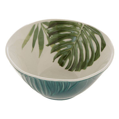 Orsina Bali Small Salad Bowl – Dark Green Porcelain Leaf Design