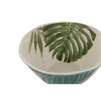 Orsina Bali Small Salad Bowl – Dark Green Porcelain Leaf Design