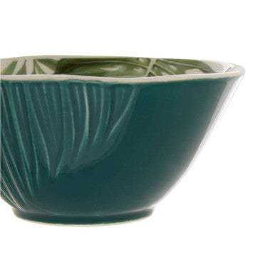 Orsina Bali Small Salad Bowl – Dark Green Porcelain Leaf Design
