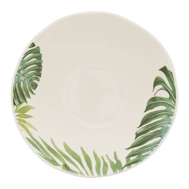 Orsina Bali Large Porcelain Salad Bowl – Dark Green Tropical Leaf