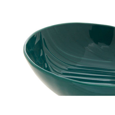 Orsina Bali Dark Green Soup Bowl – Embossed Porcelain Tropical Tableware