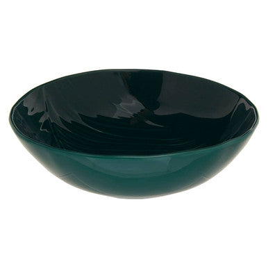 Orsina Bali Dark Green Soup Bowl – Embossed Porcelain Tropical Tableware