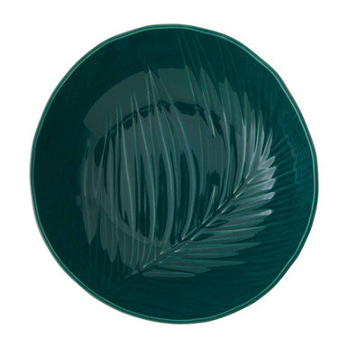 Orsina Bali Dark Green Soup Bowl – Embossed Porcelain Tropical Tableware