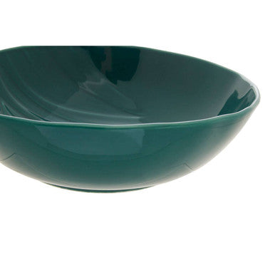 Orsina Bali Dark Green Soup Bowl – Embossed Porcelain Tropical Tableware