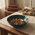 Orsina Bali Dark Green Soup Bowl – Embossed Porcelain Tropical Tableware