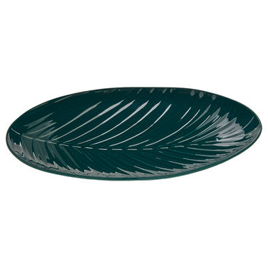 Orsina Bali Dark Green Serving Plate – Porcelain Leaf Motif Platter