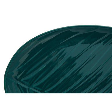 Orsina Bali Dark Green Serving Plate – Porcelain Leaf Motif Platter