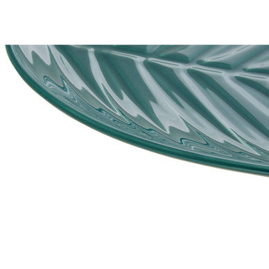 Orsina Bali Dark Green Serving Plate – Porcelain Leaf Motif Platter