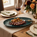 Orsina Bali Dark Green Serving Plate – Porcelain Leaf Motif Platter