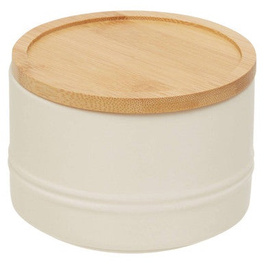 Orsina Fenwick Small Cream Stoneware Canister with Bamboo Lid