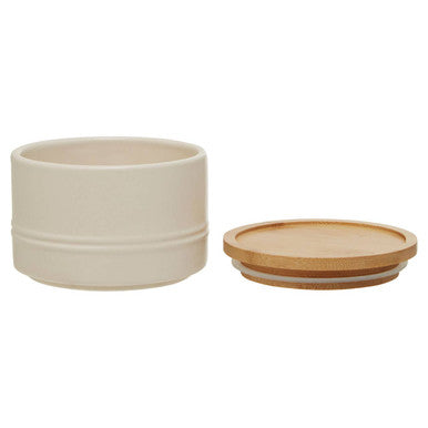 Orsina Fenwick Small Cream Stoneware Canister with Bamboo Lid