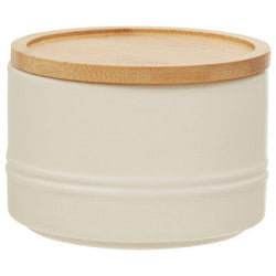 Orsina Fenwick Small Cream Stoneware Canister with Bamboo Lid
