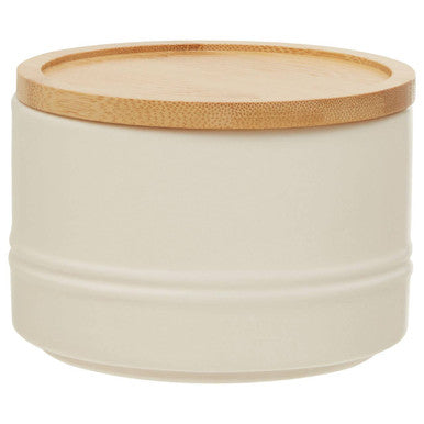 Orsina Fenwick Small Cream Stoneware Canister with Bamboo Lid