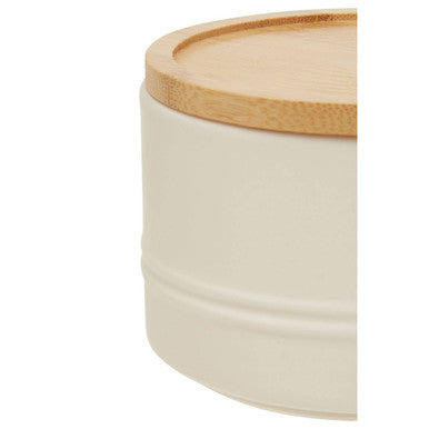 Orsina Fenwick Small Cream Stoneware Canister with Bamboo Lid