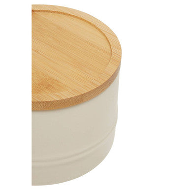 Orsina Fenwick Small Cream Stoneware Canister with Bamboo Lid