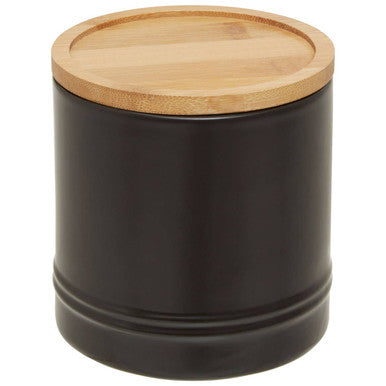 Orsina Fenwick Medium Black Stoneware Canister with Wood Lid