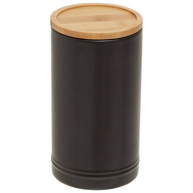Orsina Fenwick Matte Black Stoneware Canister with Airtight Bamboo Lid