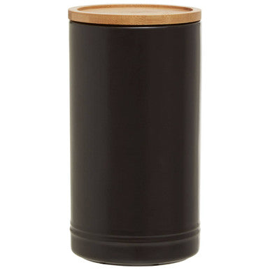 Orsina Fenwick Matte Black Stoneware Canister with Airtight Bamboo Lid