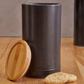 Orsina Fenwick Matte Black Stoneware Canister with Airtight Bamboo Lid