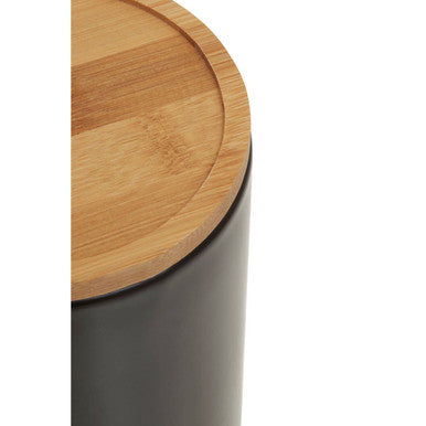 Orsina Fenwick Matte Black Stoneware Canister with Airtight Bamboo Lid