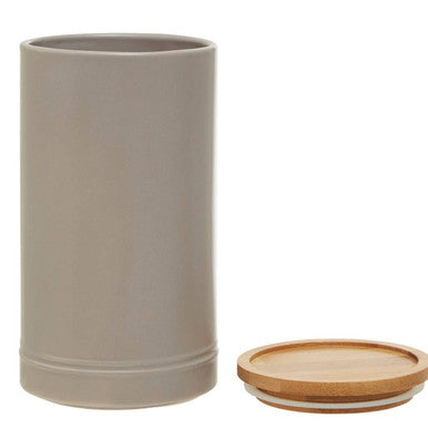 Orsina Fenwick Large Grey Stoneware Canister with Bamboo Lid