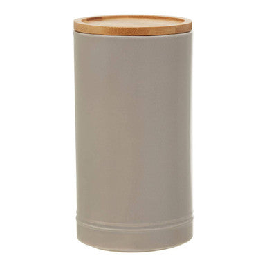 Orsina Fenwick Large Grey Stoneware Canister with Bamboo Lid