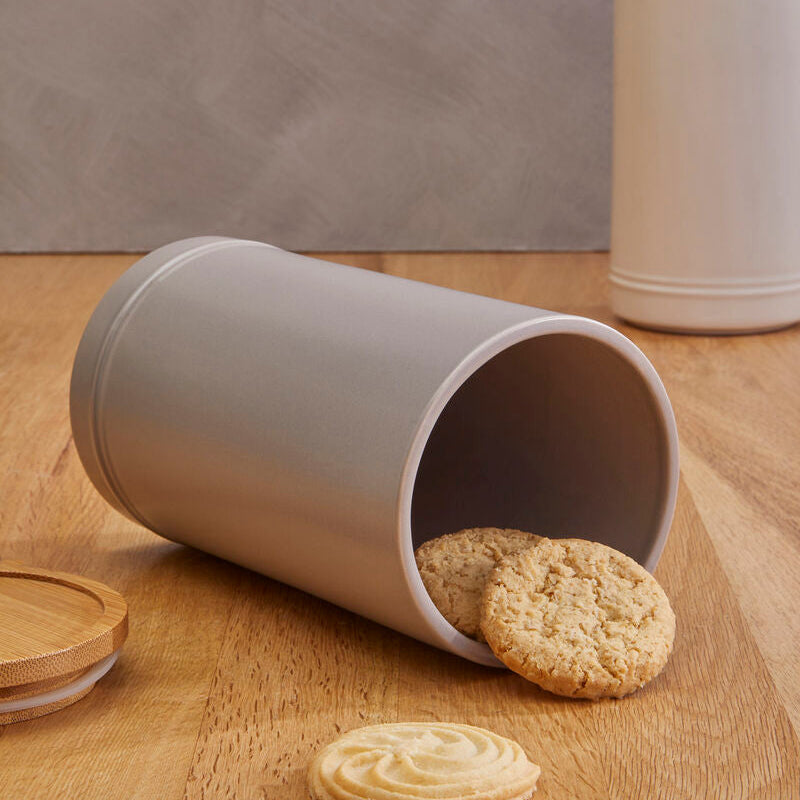 Orsina Fenwick Large Grey Stoneware Canister with Bamboo Lid