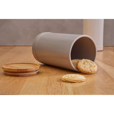 Orsina Fenwick Large Grey Stoneware Canister with Bamboo Lid