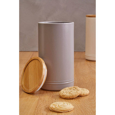 Orsina Fenwick Large Grey Stoneware Canister with Bamboo Lid
