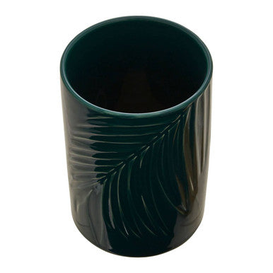 Orsina Bali Dark Green Ceramic Storage Jar with Bamboo Lid – Medium