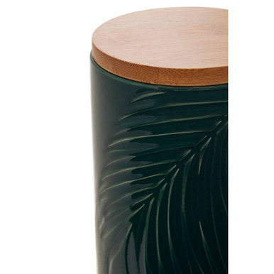 Orsina Bali Dark Green Ceramic Storage Jar with Bamboo Lid – Medium