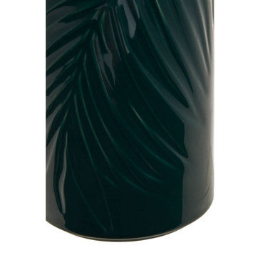Orsina Bali Large Dark Green Porcelain Storage Jar with Bamboo Lid